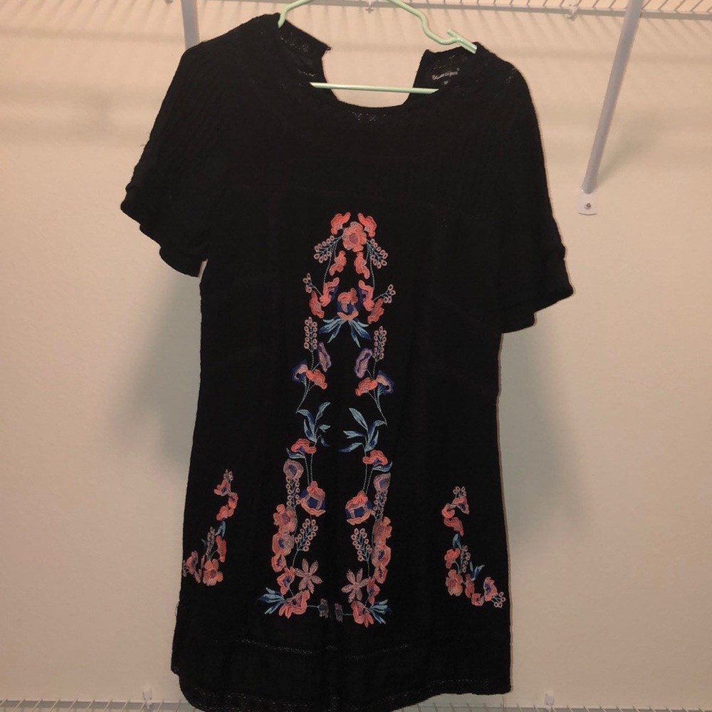 Black embroidered dress